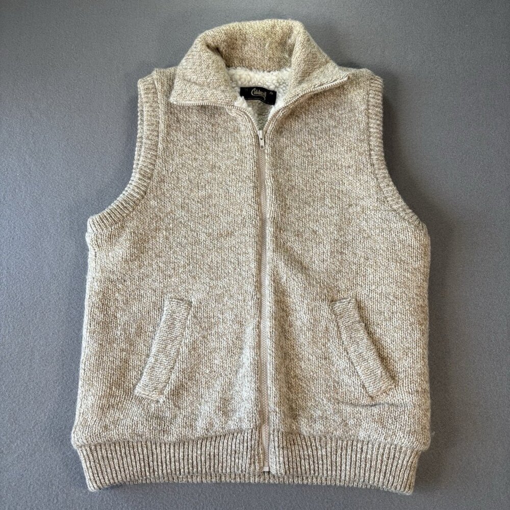 VTG Caldwell Pure Wool Sherpa Lined Full Zip Vest Large Cabincore Outdoor Retro